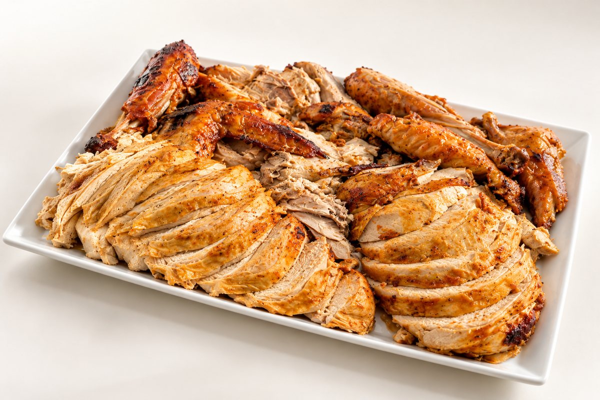 Fresh roasted turkey carved and ready to serve from Elijah's, San Diego
